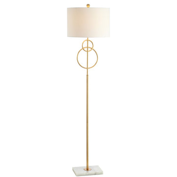Haines 60" Modern Circle Marble/Metal LED Floor Lamp - JONATHAN Y